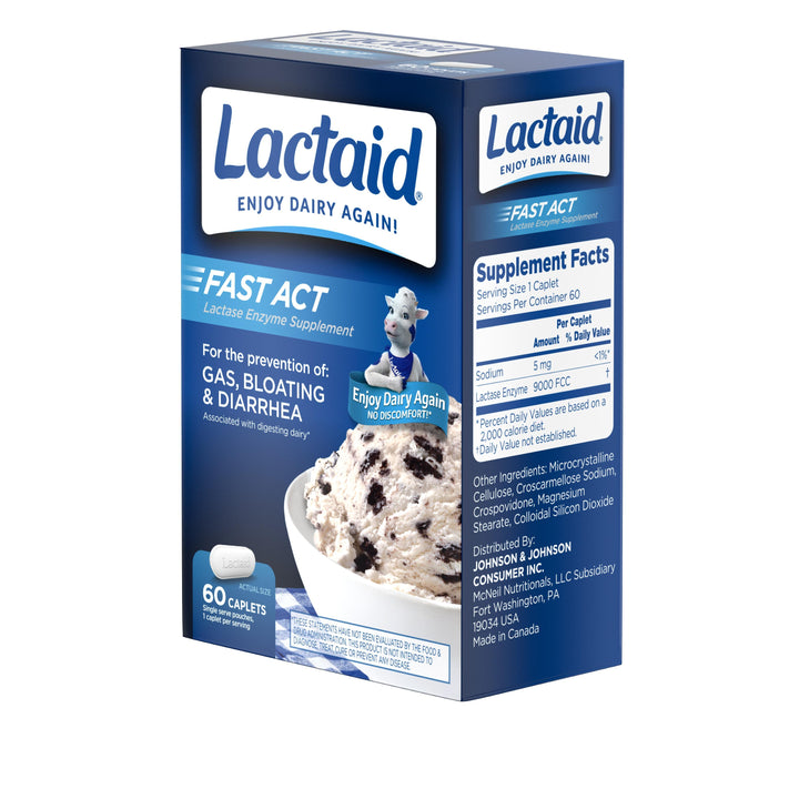 Lactaid Fast Action Caplets-60 Count-3/Box-8/Case