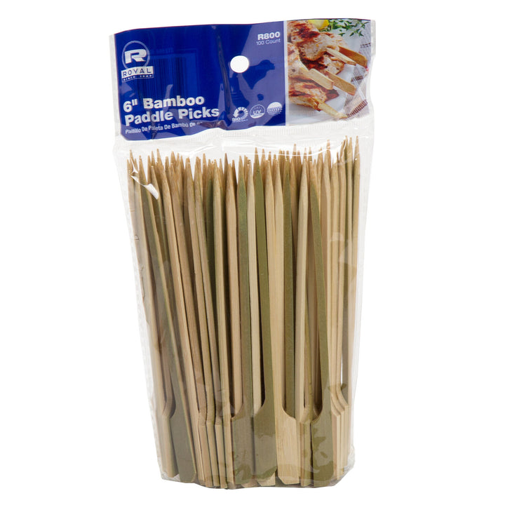 Royal 6 Inch Bamboo Paddle Pick-100 Each-10/Case