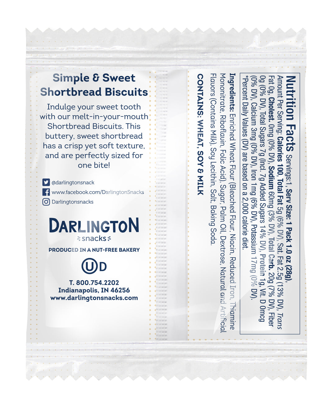 Darlington Shortbread Biscuit Bites Individually Wrapped-1 Count-108/Case