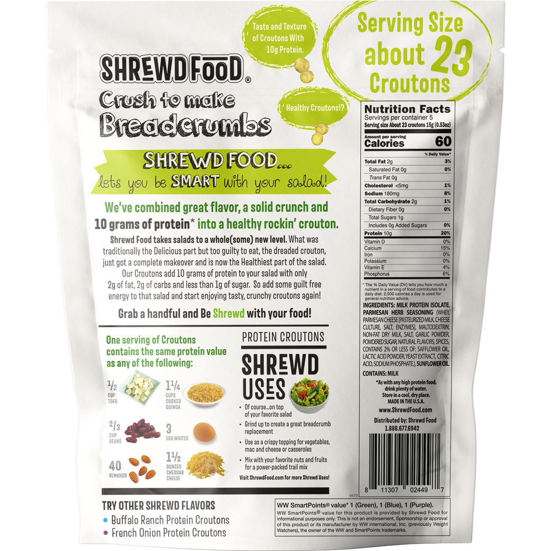 Shrewd Food Parmesan And Herb Protein Crouton Bag-2.65 oz.-12/Case