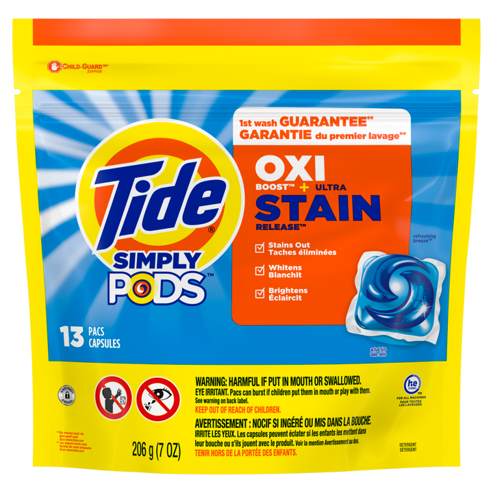 Tide Liquid Detergent Pods Simply Oxi-13 Count-1/Box-6/Case