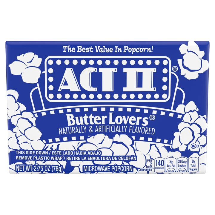 Act Ii Microwave Popcorn Tray Butter Lovers-2.75 oz.-18/Box-4/Case
