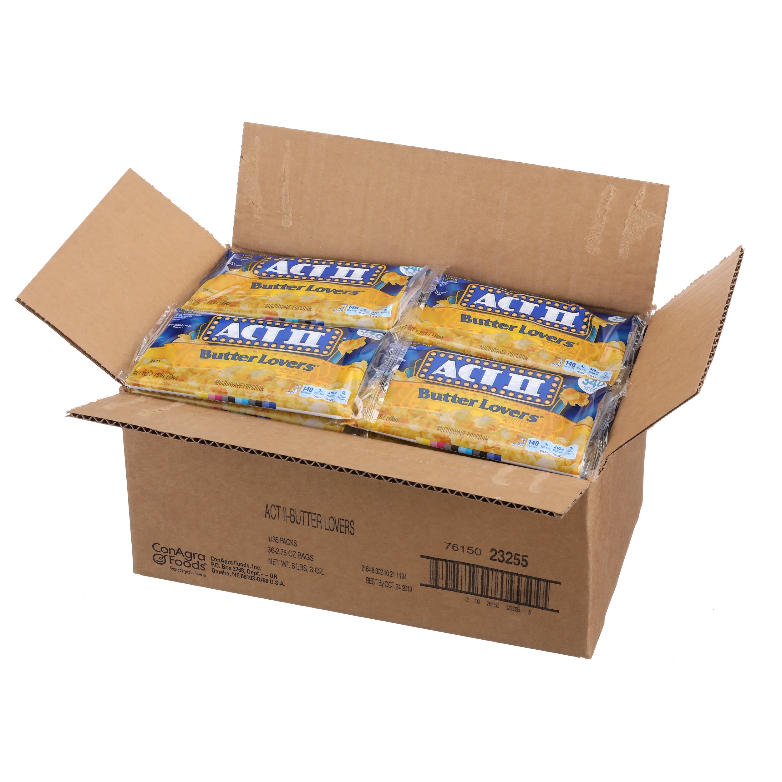 Act Ii Microwave Popcorn Tray Butter Lovers-2.75 oz.-18/Box-4/Case