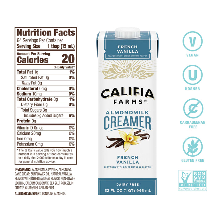 Califia Farms Vanilla Creamer-32 fl oz.s-6/Case