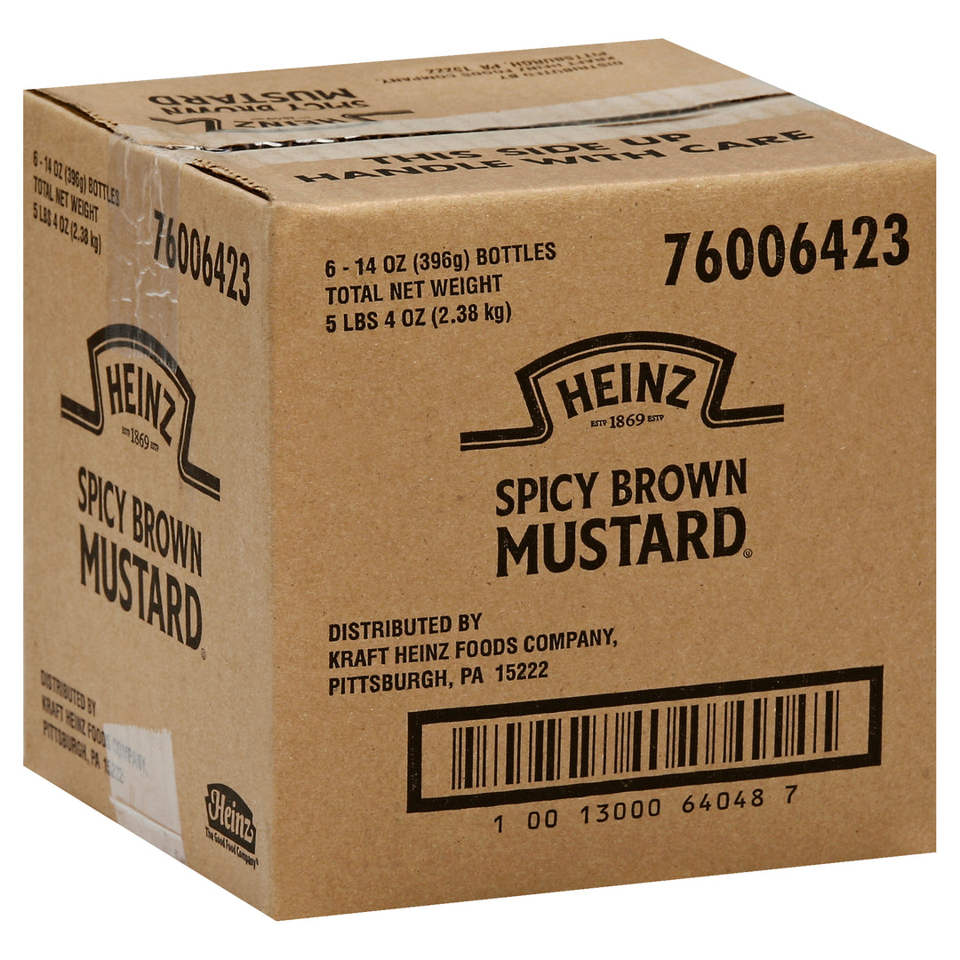Heinz Easy Squeeze Spicy Brown Mustard Bottle-14 oz.-6/Case