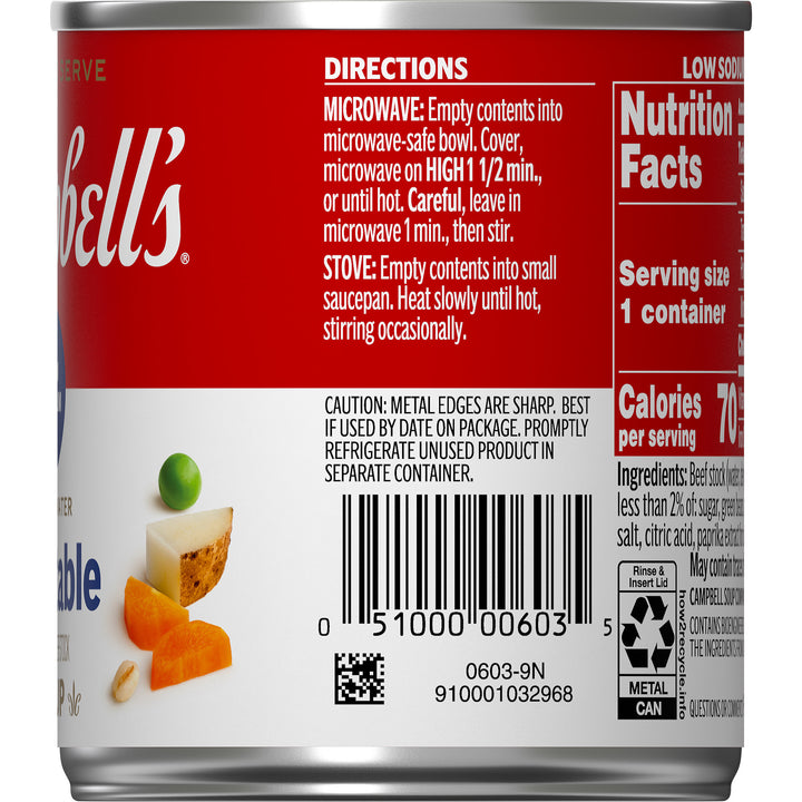 Campbell's Classic Low Sodium Vegetable Shelf Stable Soup-7.25 oz.-24/Case