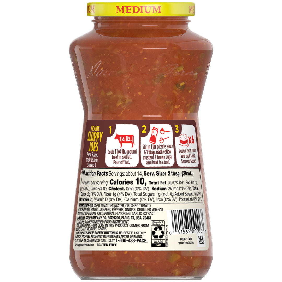 Pace Medium Picante Sauce-16 oz.-12/Case