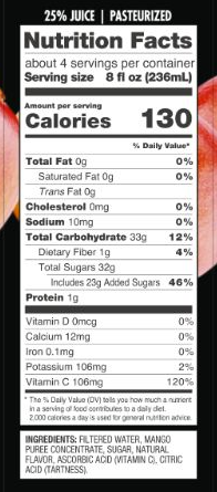 Sunberry Farms Mango Nectar 25% Juice-33.8 fl oz.-12/Case