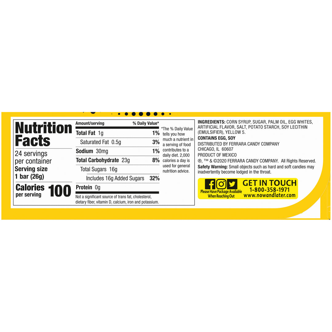 Now & Later Soft Banana Chews-0.93 oz.-24/Box-12/Case