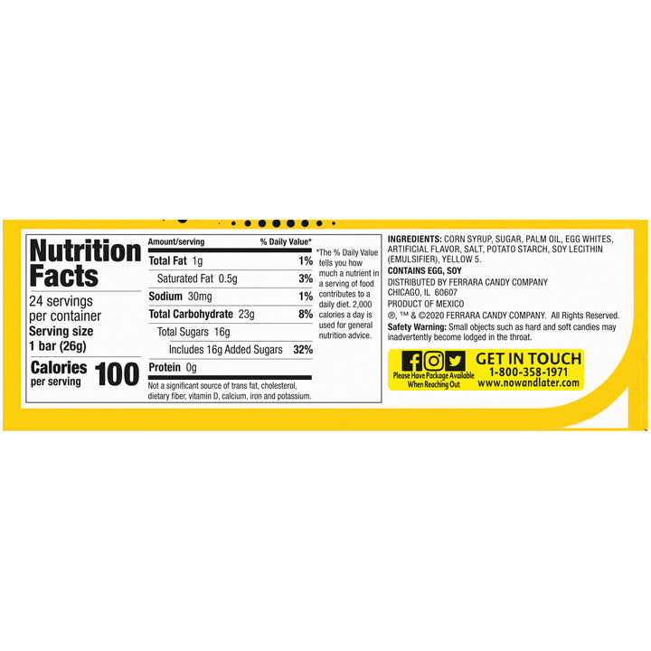 Now & Later Soft Banana Chews-0.93 oz.-24/Box-12/Case