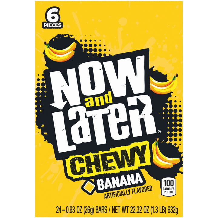 Now & Later Soft Banana Chews-0.93 oz.-24/Box-12/Case