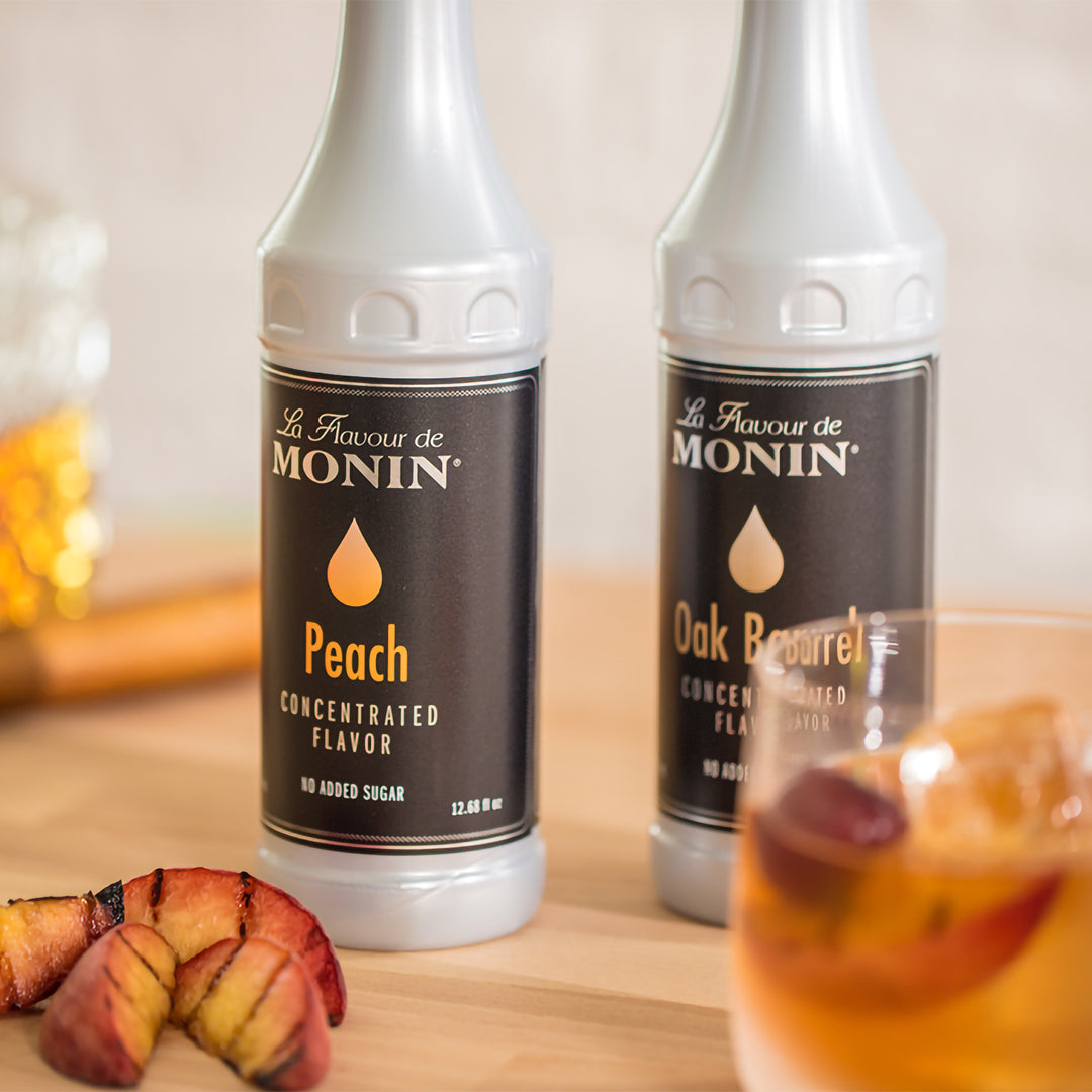 Monin Peach Concentrate Flavor-375 Milileter-4/Case