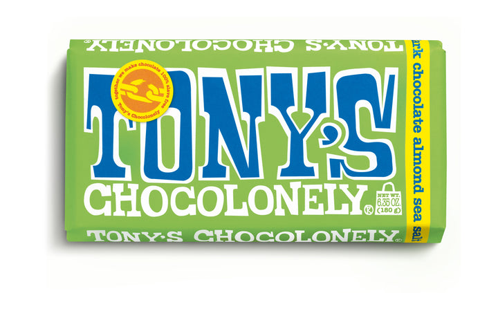 Tony's Chocolonely 51% Dark Chocolate Bar With Almonds & Sea Salt-6.35 oz.-15/Case