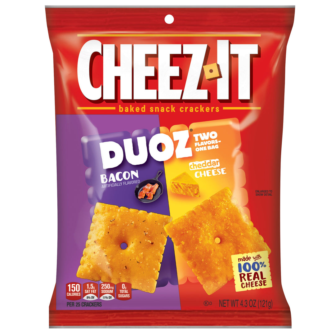 Cheez-It Duoz Bacon And Cheddar Cheese Crackers-4.3 oz.-6/Case