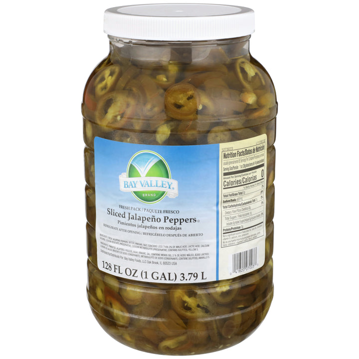 Bay Valley Sliced Jalapeno Peppers-1 Gallon-4/Case