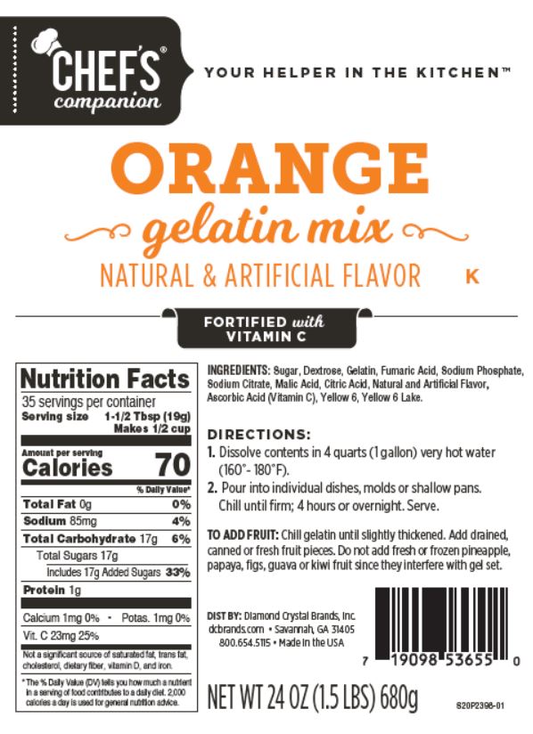 Chefs Companion Orange Flavored Gelatin Mix-24 oz.-12/Case