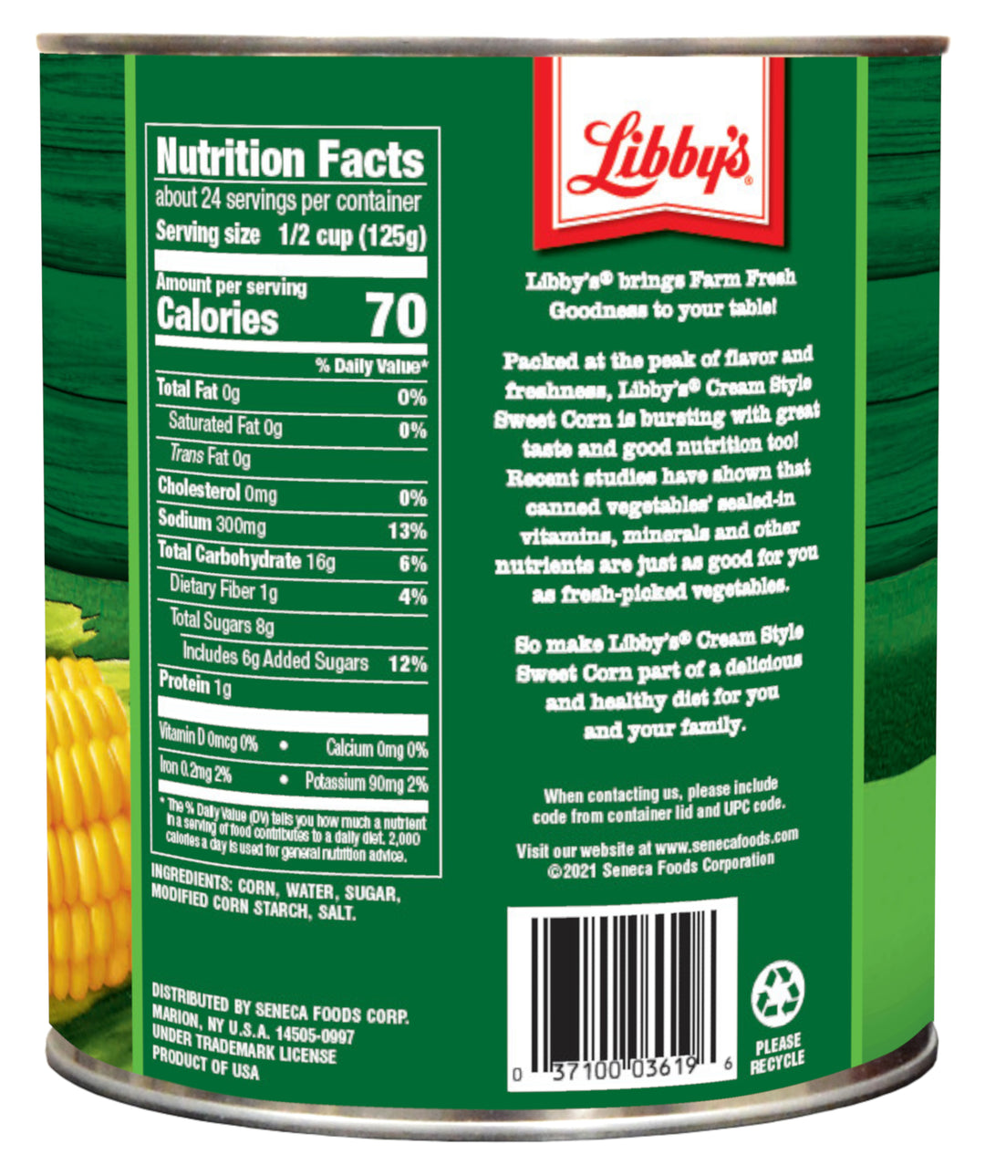 Libby's Fancy Cream Corn-106 oz.-6/Case