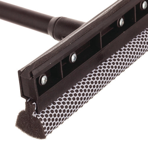 Unger Auto Squeegee 8" Rubber Blade 8" Mesh Scrubber 21" Plastic Handle With Grip Black