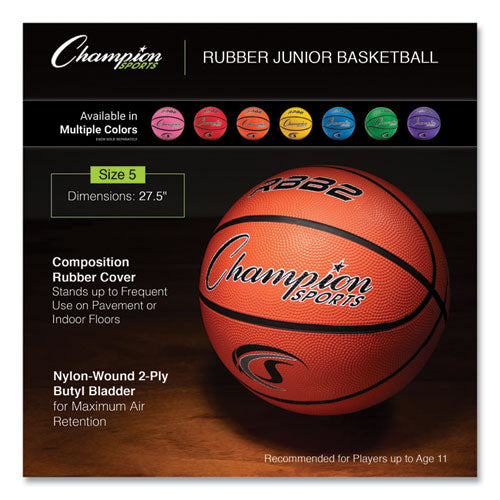 Champion Sports Rubber Sports Ball For Basketball No. 5 Size Junior Size Orange