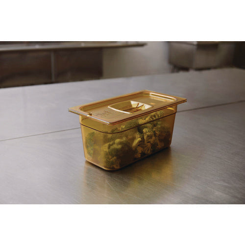 Rubbermaid Commercial Insert Pan Handled Notched Cover 6.38x0.39x10.38 Amber Plastic 6/Case