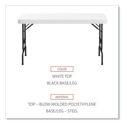 Alera Adjustable Height Plastic Folding Table Rectangular 72wx29.63dx29.25 To 37.13h White