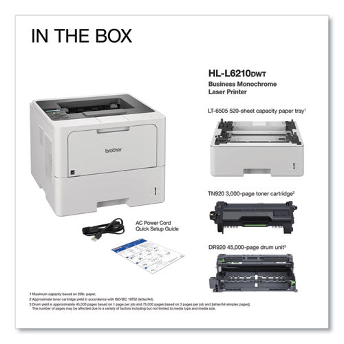 Brother Hl-l6210dwt Business Monochrome Laser Printer With Dual Paper Trays