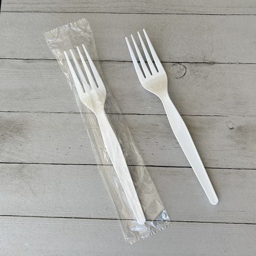 Boardwalk Heavyweight Wrapped Polystyrene Cutlery Fork White 1000/Case