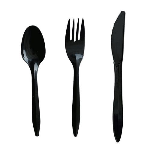 Boardwalk Three-piece Cutlery Kit Fork/knife/teaspoon Polystyrene Black 250/Case