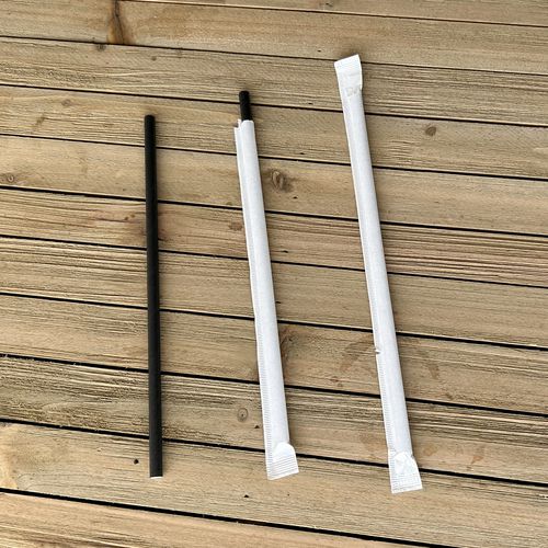 Boardwalk Wrapped Jumbo Paper Straws 7.75" Paper Black 1280/Case