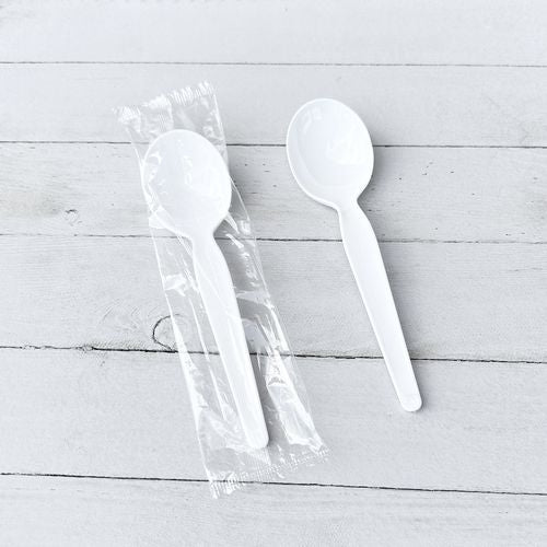 Boardwalk Heavyweight Wrapped Polystyrene Cutlery Teaspoon White 1000/Case