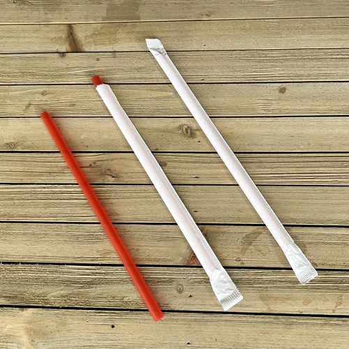 Boardwalk Wrapped Giant Straws 7.75" Polypropylene Red 7200/Case