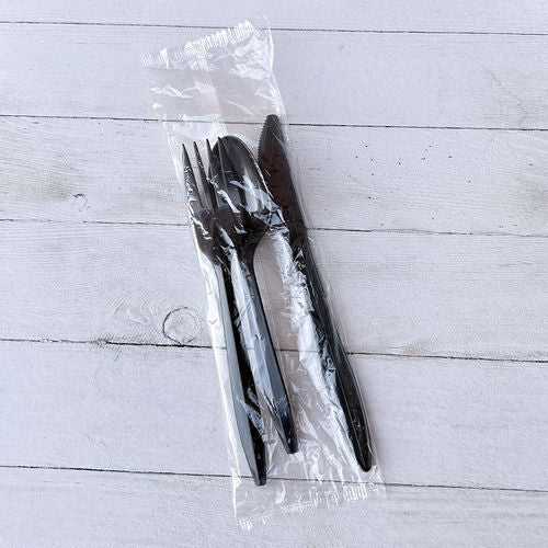 Boardwalk Three-piece Cutlery Kit Fork/knife/teaspoon Polypropylene Black 250/Case