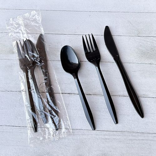 Boardwalk Three-piece Cutlery Kit Fork/knife/teaspoon Polypropylene Black 250/Case