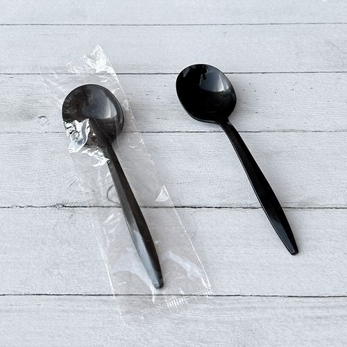 Boardwalk Heavyweight Polypropylene Cutlery Soup Spoon Black 1000/Case