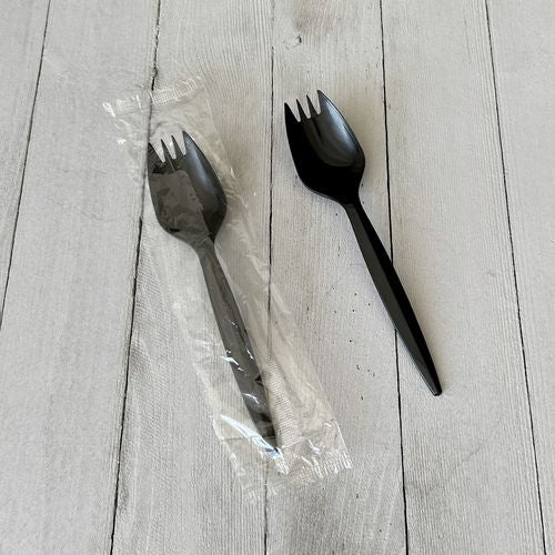 Boardwalk Mediumweight Wrapped Polypropylene Cutlery Spork Black 1000/Case