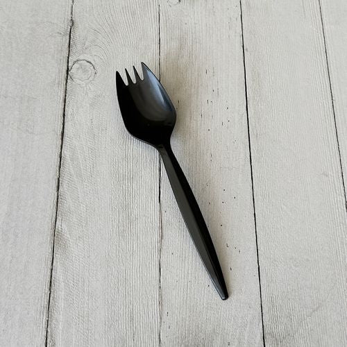 Boardwalk Mediumweight Polypropylene Cutlery Spork Black 1000/Case