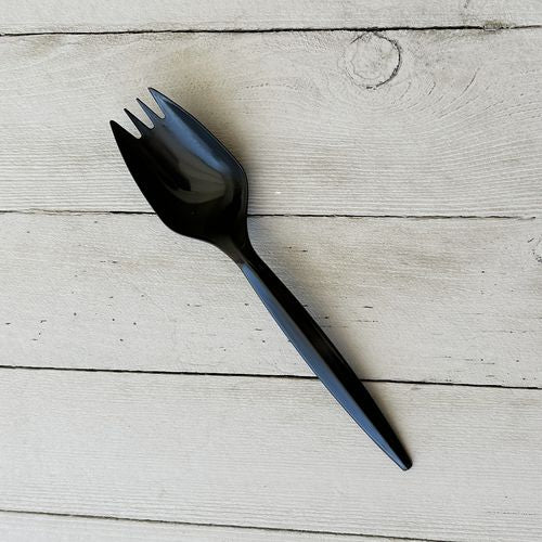 Boardwalk Mediumweight Polypropylene Cutlery Spork Black 1000/Case