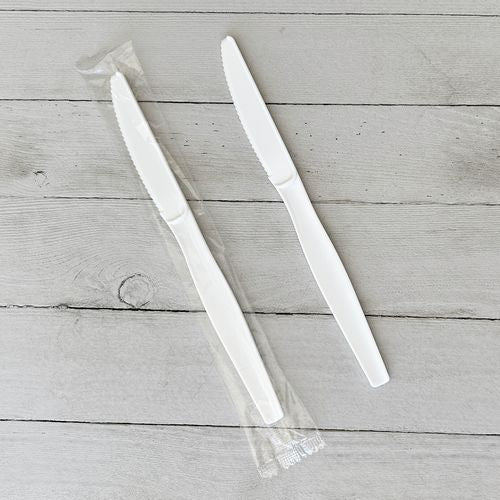 Boardwalk Heavyweight Wrapped Polystyrene Cutlery Knife White 1000/Case