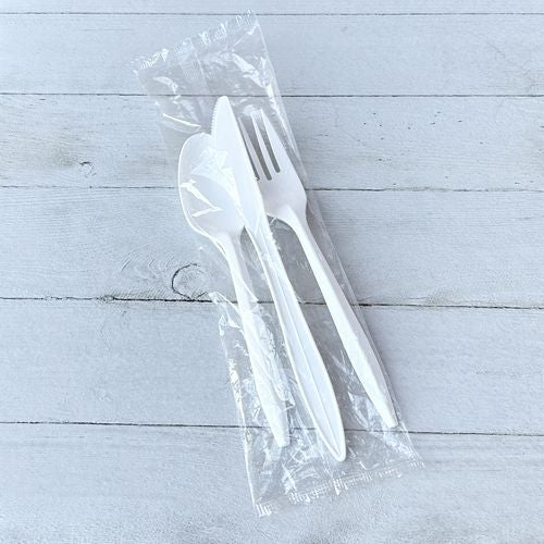 Boardwalk Three-piece Cutlery Kit Fork/knife/teaspoon Mediumweight White 250/Case