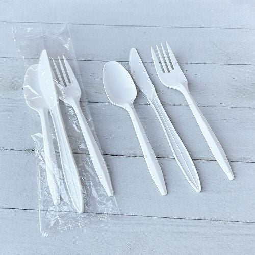 Boardwalk Three-piece Cutlery Kit Fork/knife/teaspoon Mediumweight White 250/Case