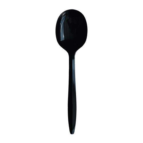 Boardwalk Mediumweight Wrapped Polypropylene Cutlery Soup Spoon Black 1000/Case