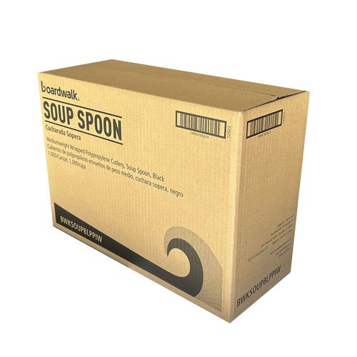 Boardwalk Mediumweight Wrapped Polypropylene Cutlery Soup Spoon Black 1000/Case