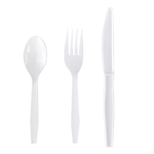 Boardwalk Three-piece Cutlery Kit Fork/knife/teaspoon Polystyrene White 250/Case