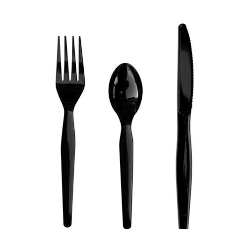 Boardwalk Three-piece Cutlery Kit Fork/knife/teaspoon Heavyweight Black 250/Case