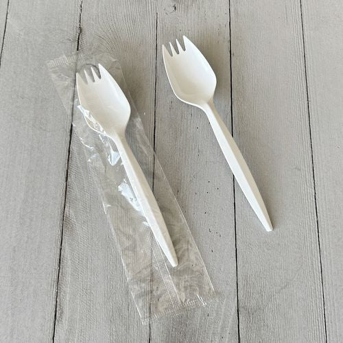 Boardwalk Mediumweight Wrapped Polypropylene Cutlery Spork White 1000/Case