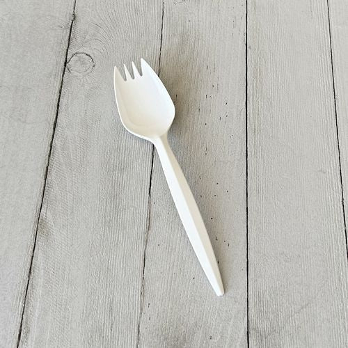 Boardwalk Mediumweight Polypropylene Cutlery Spork White 1000/Case