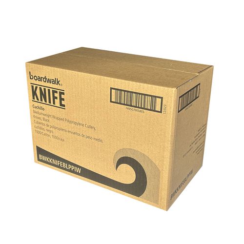 Boardwalk Mediumweight Wrapped Polypropylene Cutlery Knife Black 1000/Case