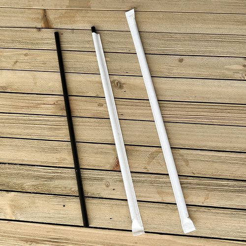 Boardwalk Wrapped Giant Straws 10.25" Polypropylene Black 1200/Case