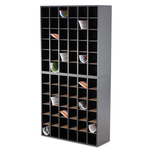 Safco Wood Mail Sorter With Adjustable Dividers Stackable 36 Compartments 33.75x12x32.75 Black