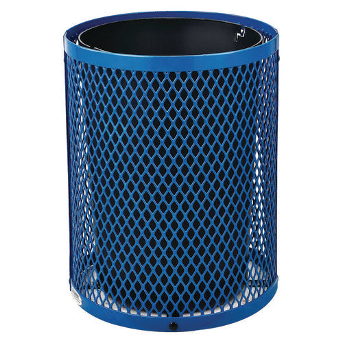 Global Industrial Outdoor Diamond Steel Trash Can Rain Bonnet Lid 36 Gal Blue